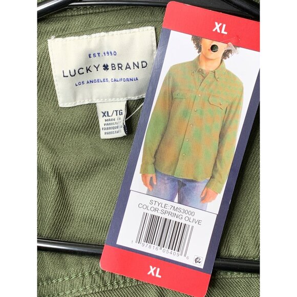Lucky Brand Olive Green Button-Up Shirt Jacket XL Cotton Shackette 9093 NWT - Picture 7 of 12